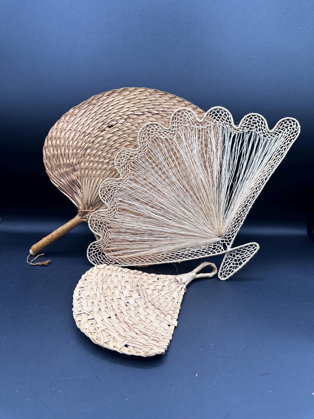 Vintage Woven Wicker Fan: Bohemian Coastal Decor - Etsy