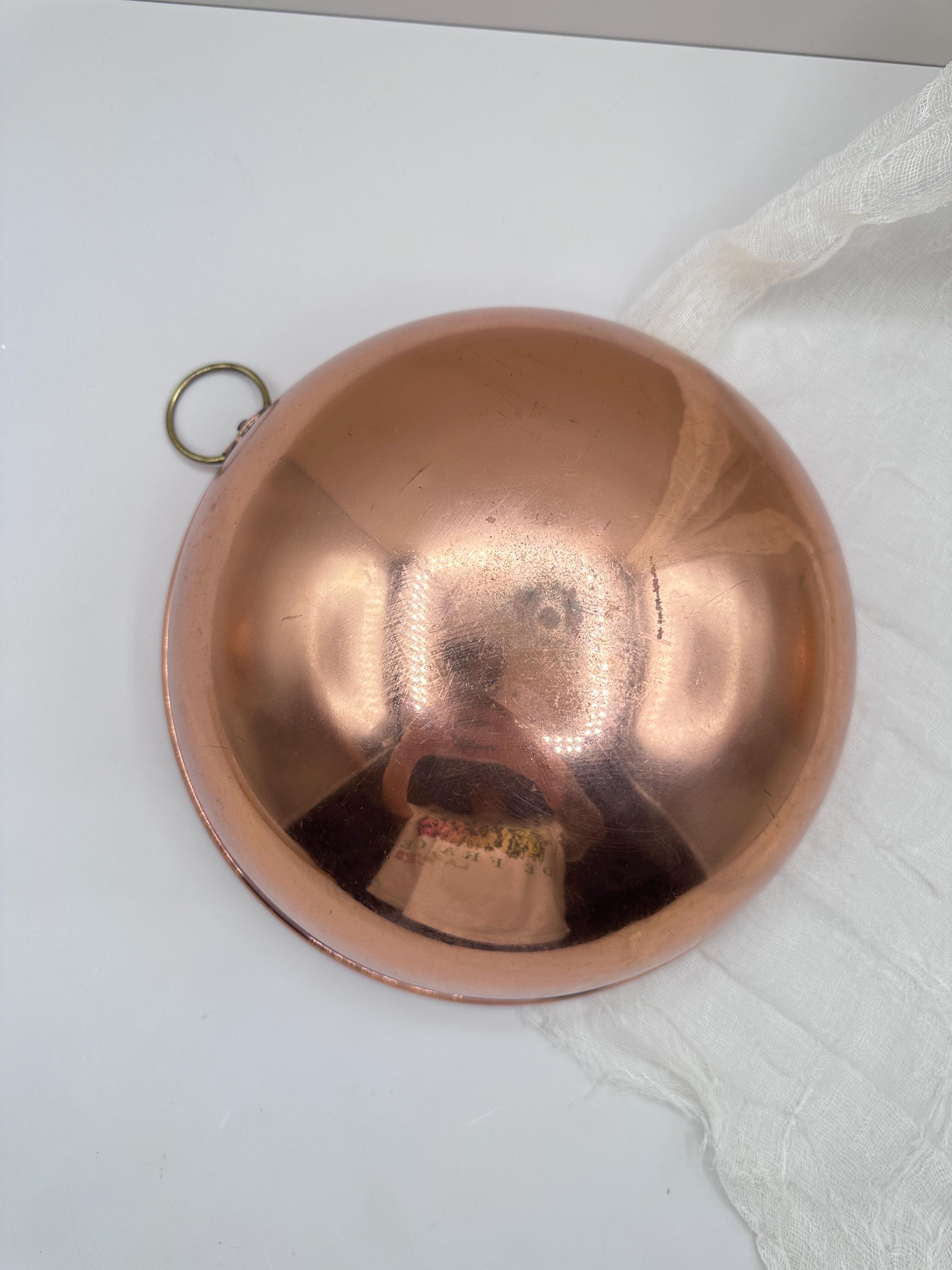 Vintage Copper Wall Bowl – Mid-century Kitchen Decor With Brass