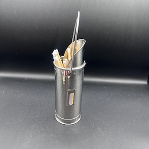 Vintage brass match stick holder|Vintage silver toned|long matches|fireplace match holder|holidays|match strike|teleflora|candle accessory