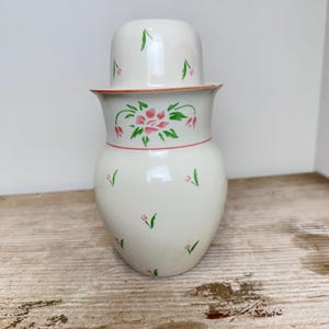 Vintage Bedside Water Carafe and Cup Set, 1985 Portuguese Hand Painted Pottery, Pink Floral Cottagecore Decor