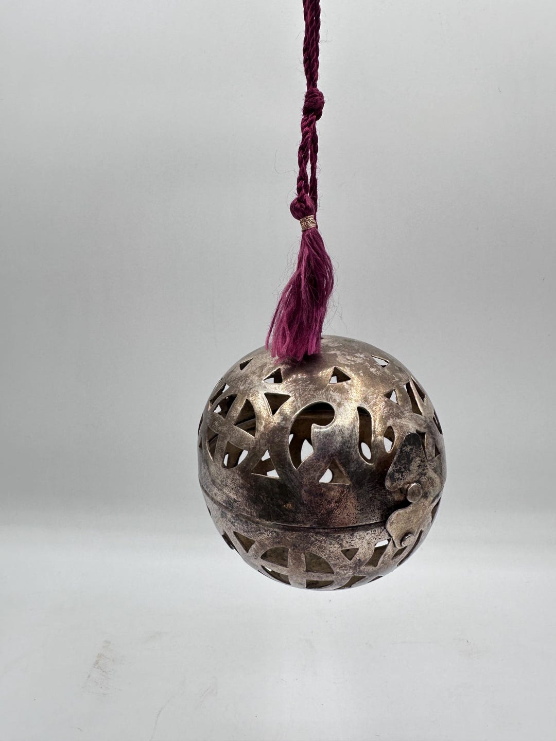 Vintage Silverplated Hanging Incense Ball Silverplated Hanging Tealight