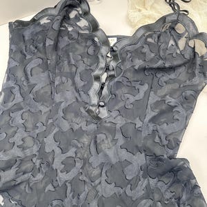 Vintage Victoria&#39;s Secret Teddy: Black Velvet Scroll Nightie, Gold Label