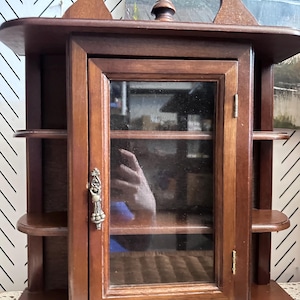 Vintage Rustic Farmhouse Wood Curio Cabinet|curio cabinet|Etagere display cabinet|display case|handmade|wood tabletop cabinet|primitive