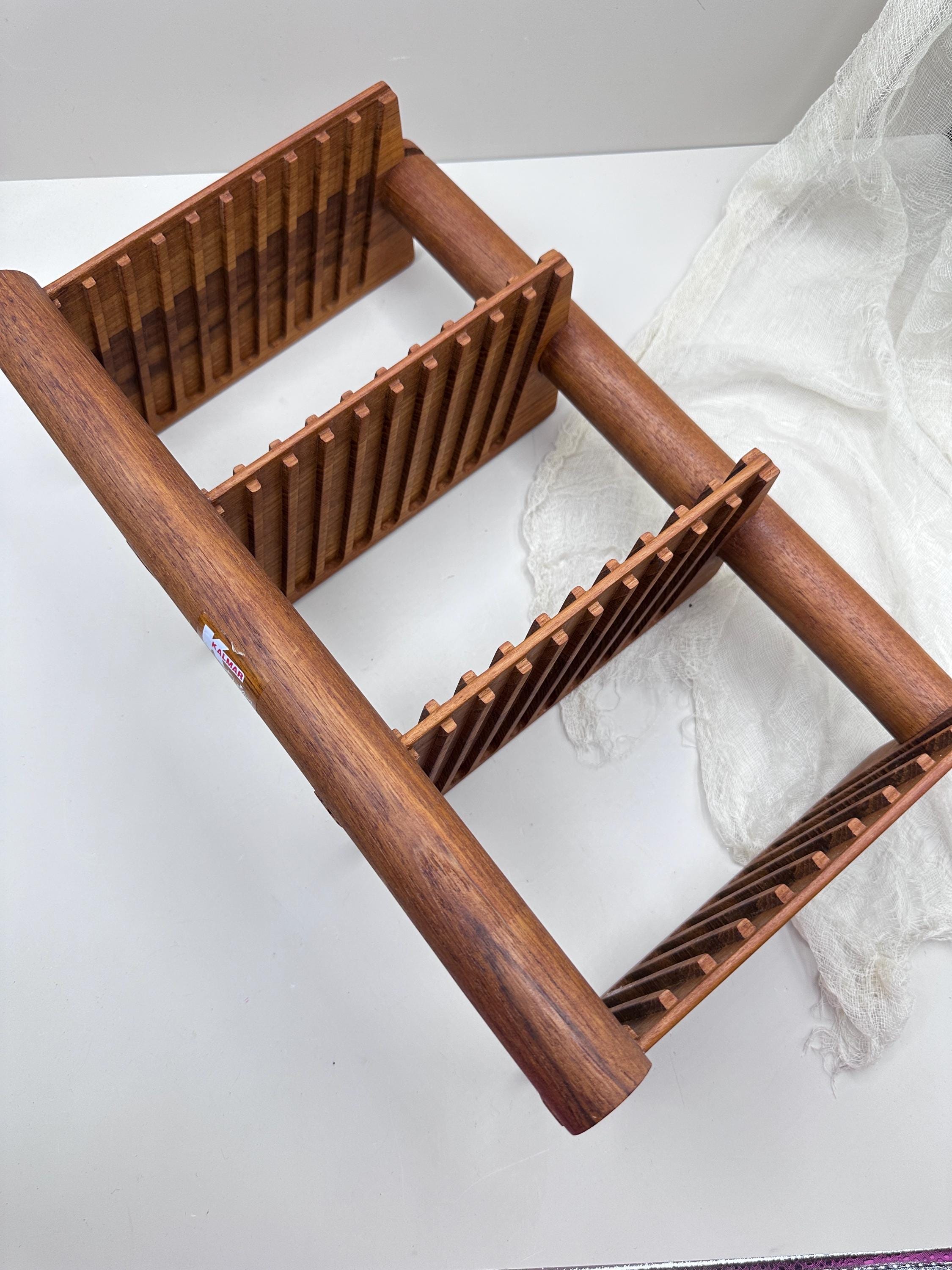 Vintage Kalmar Teak CD Rack | Mid Century Modern Slatted Wood Shelf ...