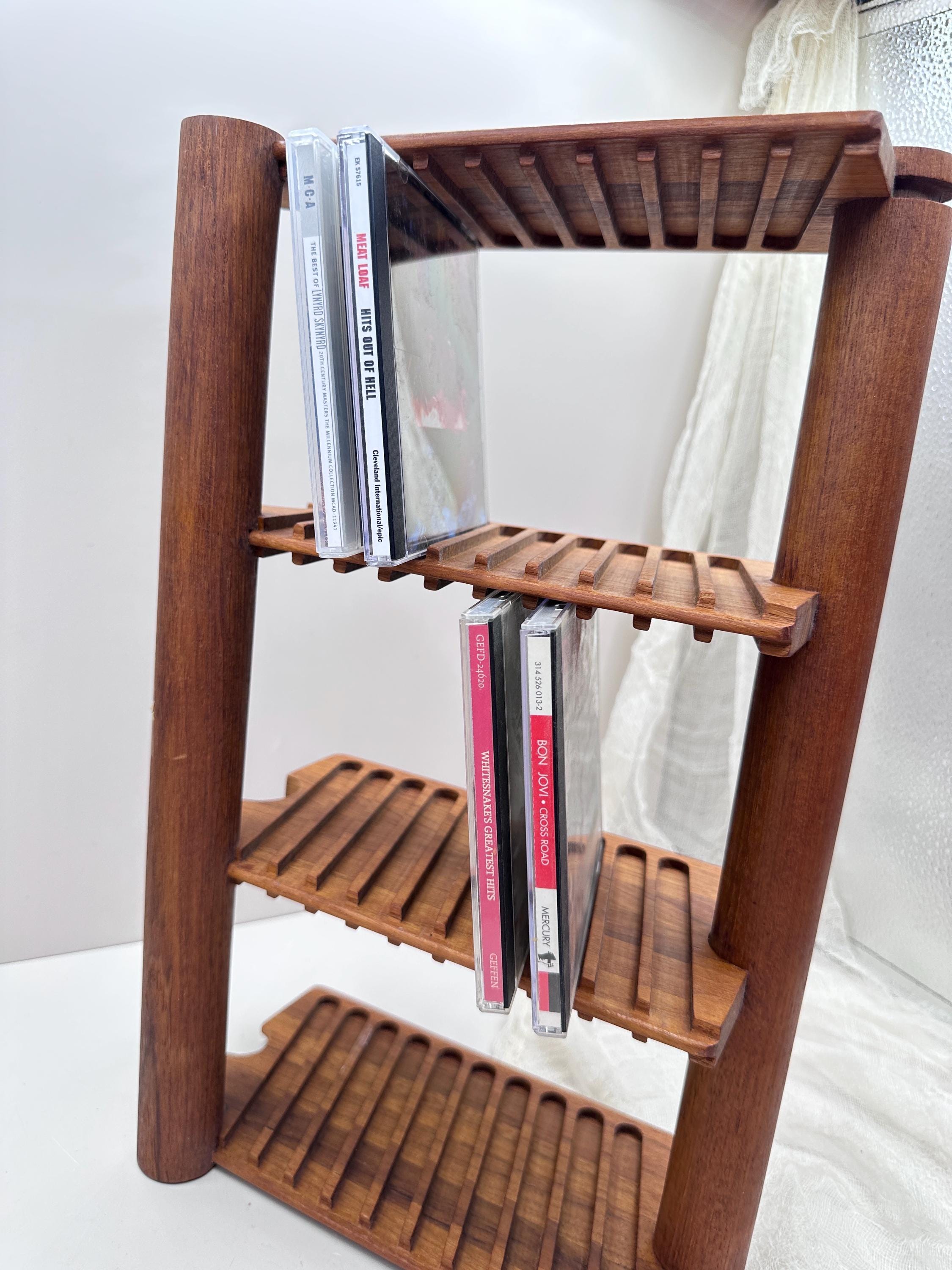 Vintage Kalmar Teak CD Rack | Mid Century Modern Slatted Wood Shelf ...