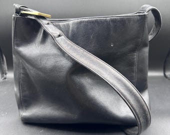 Vintage Y2K Ralph Lauren Leather Black Leather Shoulder Bag, Black Minimalist Handbag, Geniune leather, Classic