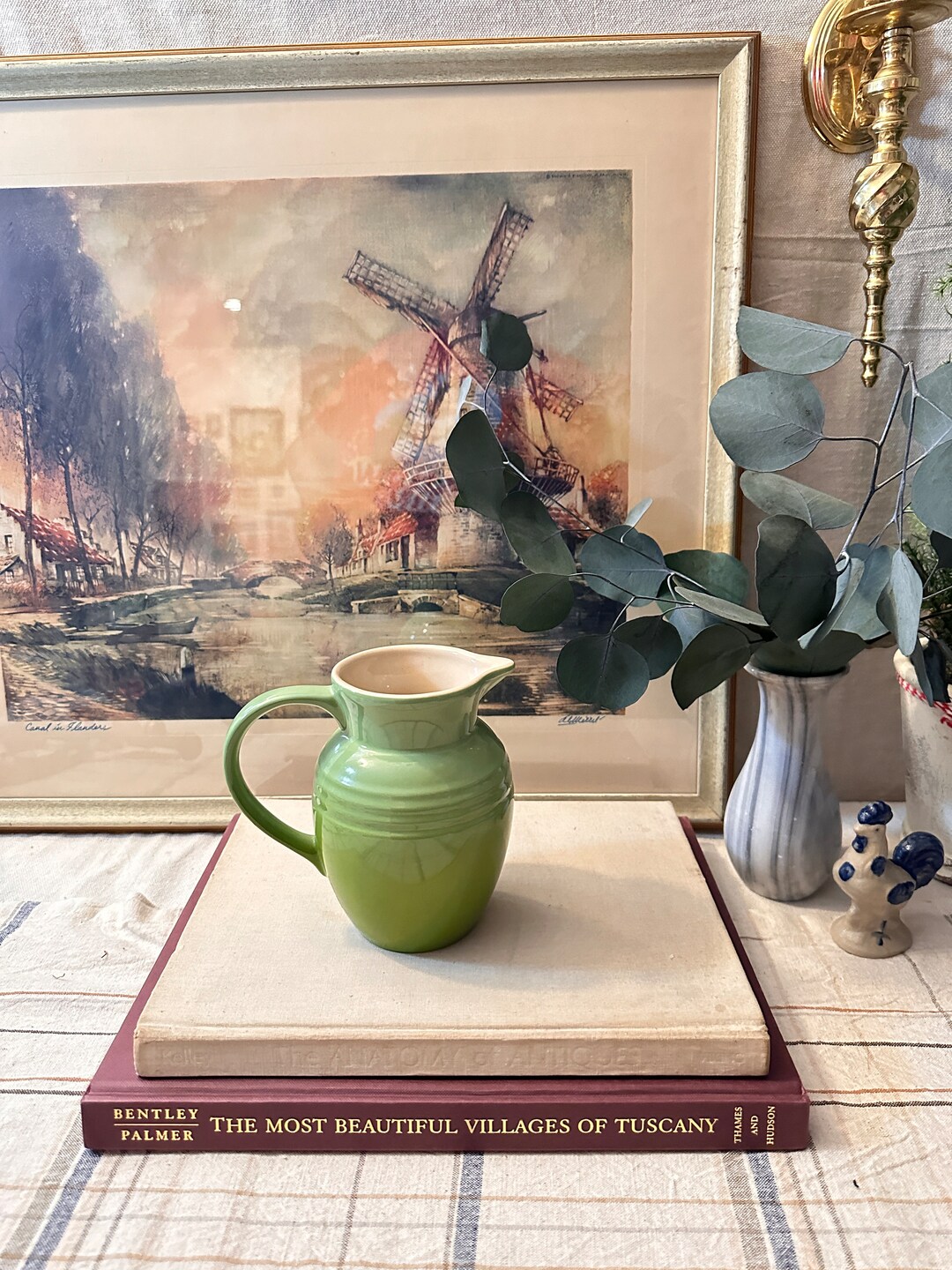 Le Creuset Pottery Pitcher Ombree Green Pitcher Vintage Pottery Pitcher