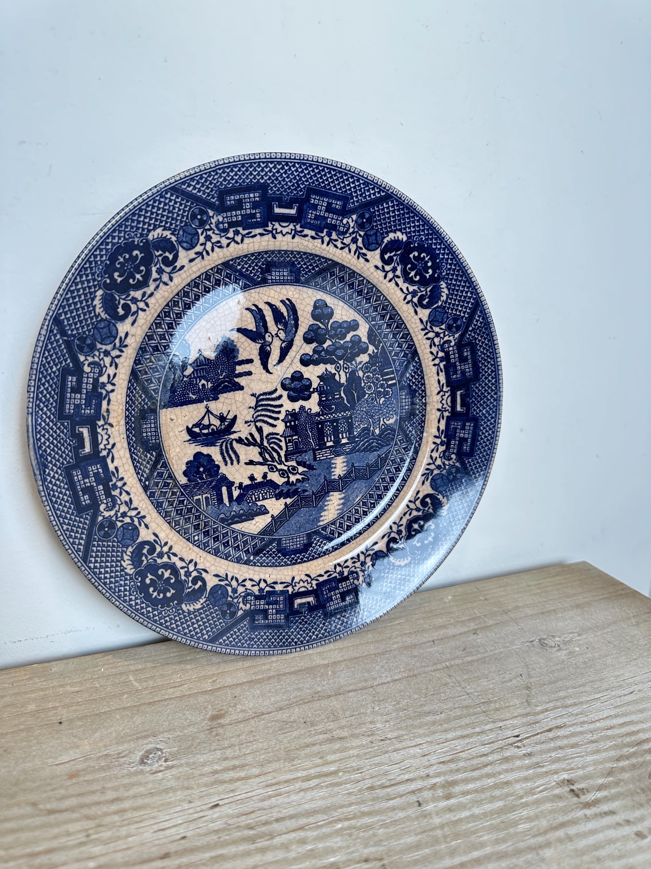  blue willow希少大オーバル皿 Japan Blue Willow - Etsy