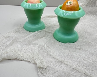 Huevera de vidrio opalino de jadeíta vintage / Decoración de mesa de desayuno estilo rústico retro