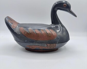チリ産の鳥と自然をモチーフにした銅製のヴィンテージボックス。手作り 