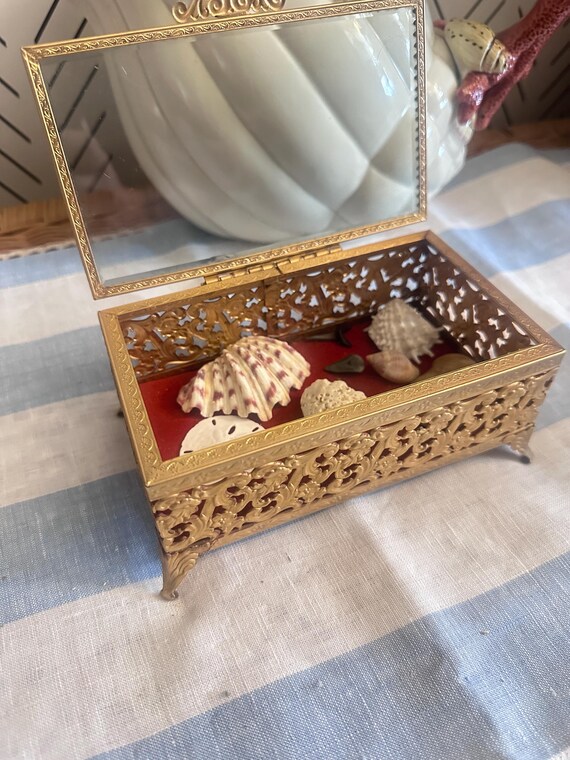 Boîte à Bijoux Rectangulaire En Verre Noir Vintage - 27.5x18x10.2 Cm, Rangement Et Décoration élégante - 10