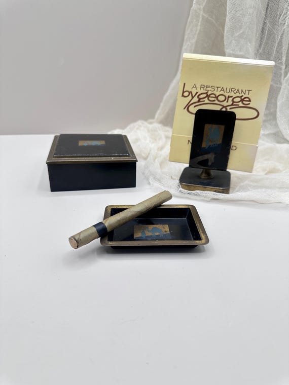 vintage cigarette box and ashtray Vintage Mid Century Brass Camel Motif Cigarette Box & Ashtray Set | Enamel Tobacco  Box | Retro Tobacciana Collectible Home Decor|smoking Set