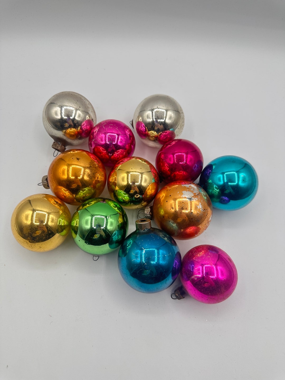 Vintage Glass Christmas Ornament Balls Colored Ornament Balls Vintage