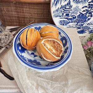 Antique Blue and White Chinese Pedestal Bowl | Floral Transferware Compote with Mark | Vintage Footed Porcelain Dish