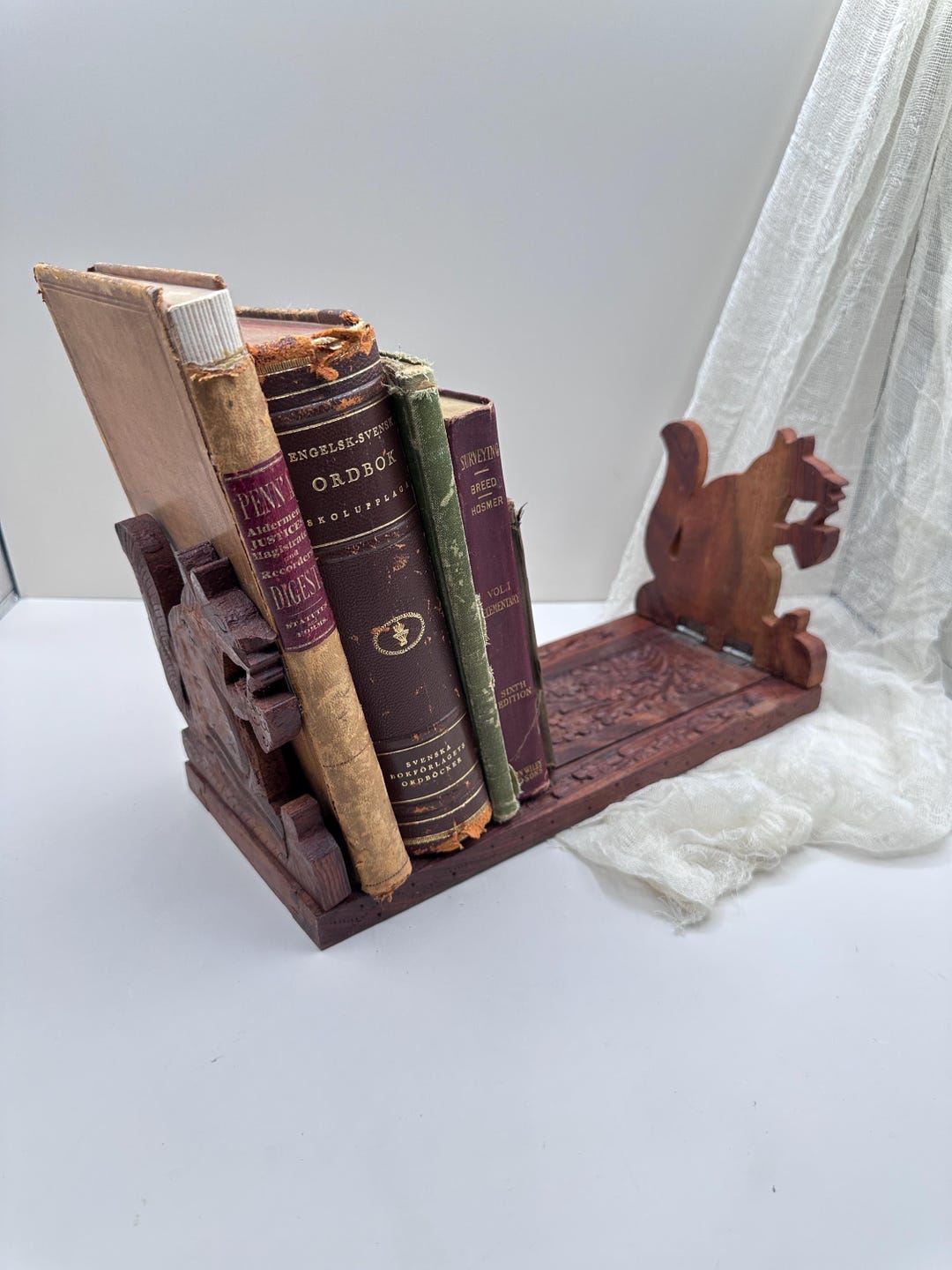 Squirrel Rack Vintage Hand Carved Wood Squirrel Book Rack – Expandable Library Decor ...