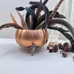 Vintage Copper Footed Bowl with Cherub Supports – Silvercraft England – Mid Century Decorative Metal Bowl, Hollywood Regency Decor