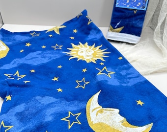 Vintage 90s Y2K Celestial Pillow Shams Set of 2 | Crescent Moon, Sun & Stars Print|Whimsigoth|Sun and moon faces |Bed decor|zodiac|whimsical