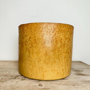 Vintage Mustard Glazed Stoneware Crock Planter | Large Primitive Pottery Flower Pot Farmhouse Kitchen Utensil Crock