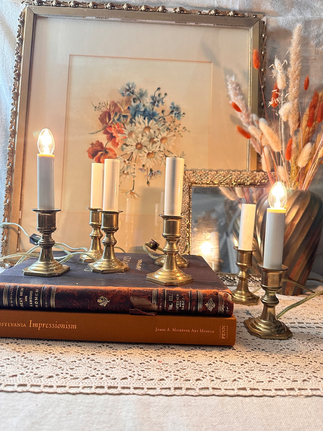 Vintage Brass Candle Plug in Lights Brass Candle Light Etsy