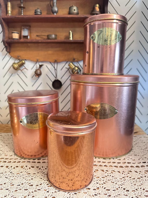 Stainless Steel Copper Tea Coffee Sugar Storage Jar Canister