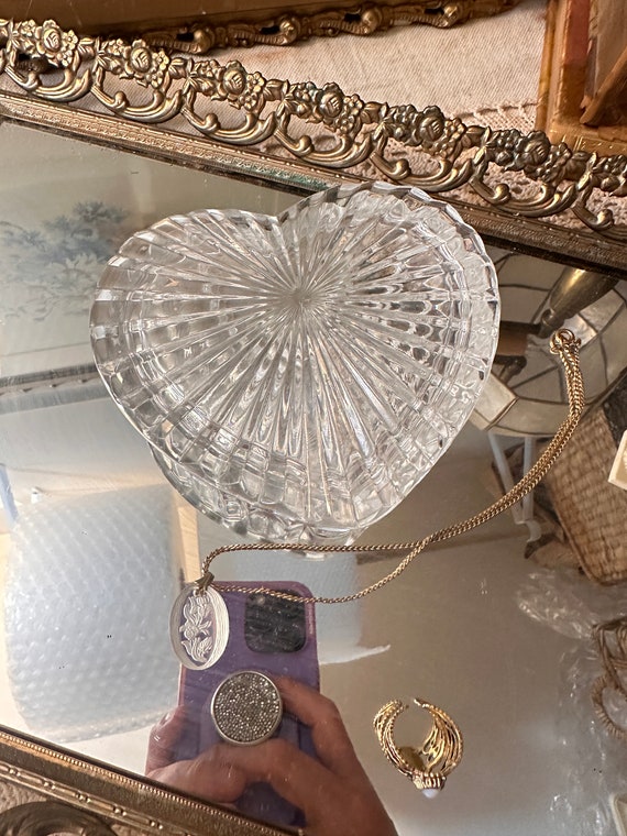 Vintage French Crystal Heart Jewelry Box | crystal