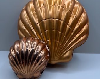 Vintage Copper Mini Clam Shell Mold: French Kitchen Decor (5.25x4.25&quot;)