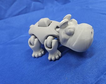 Jouet hippopotame imprimé en 3D, animal articulé
