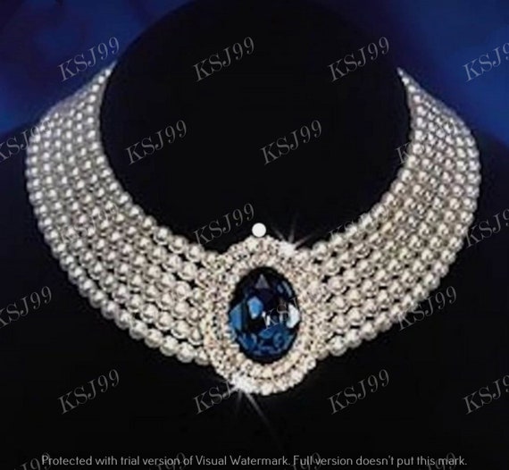 33ct Princess Diana Sapphire and Pearl 