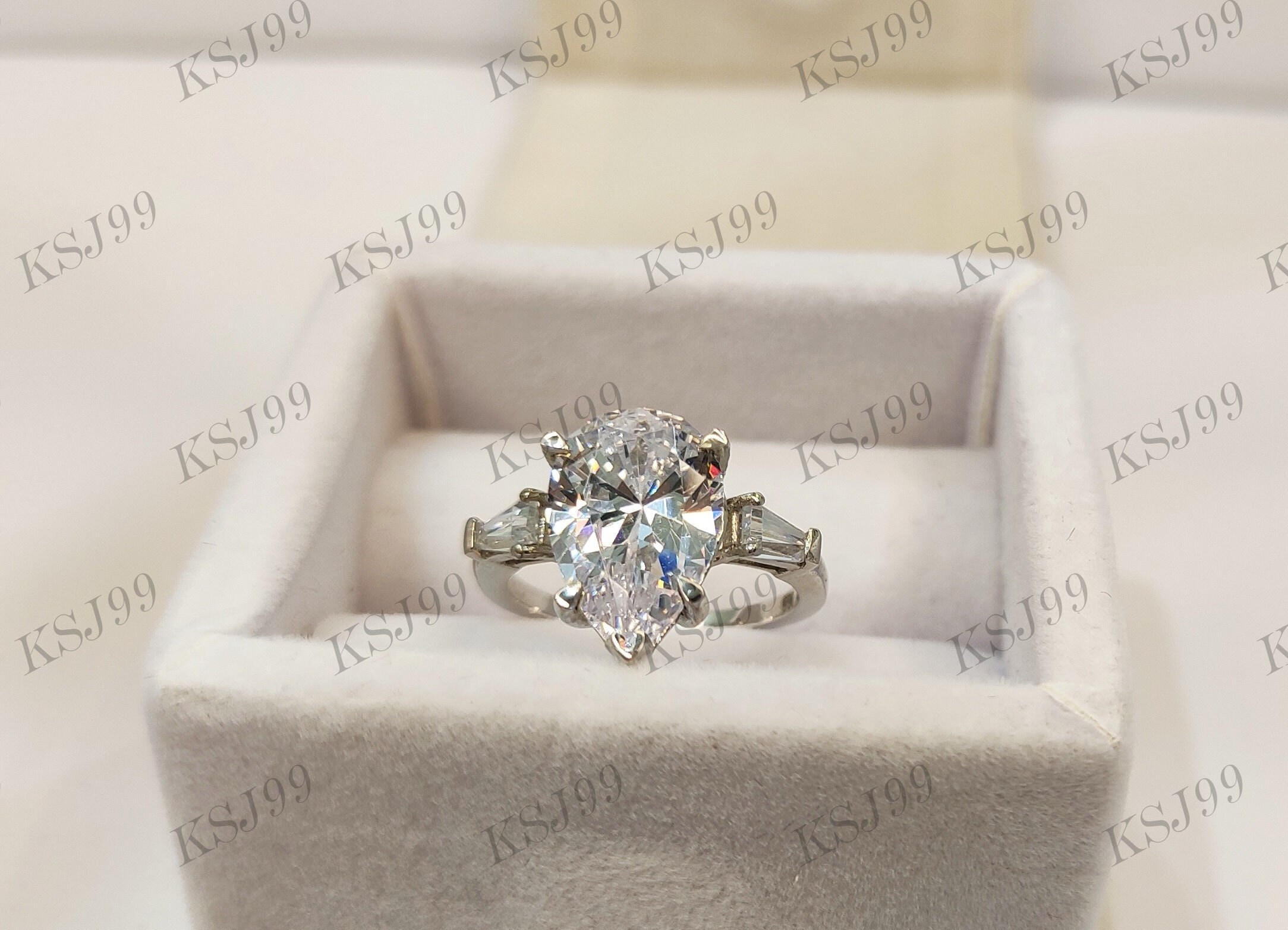 Antique 2.30 Carat White Pear Cut Diamond Engagement Ring in - Etsy