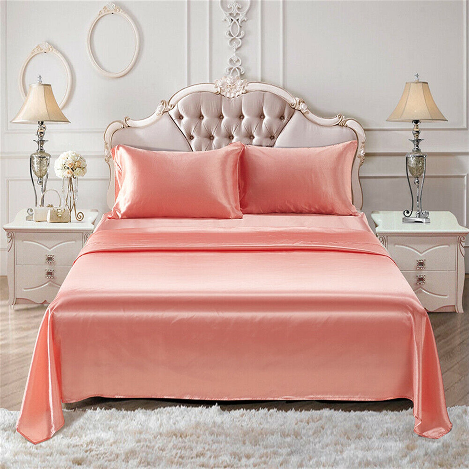 Satin Silk Sheet Set Bedding Set Deep Pocket King Full Twin Etsy