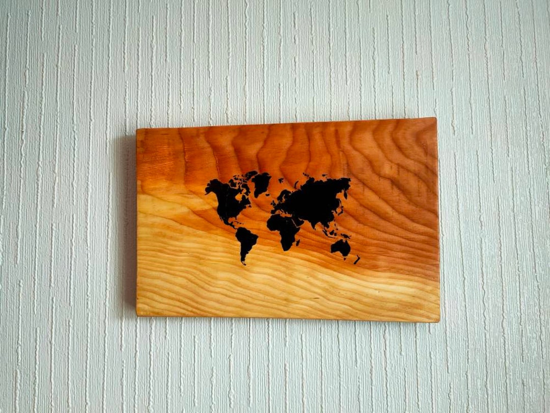 Wall Hanging Map of the World Wood Art Wooden Map Wooden Etsy