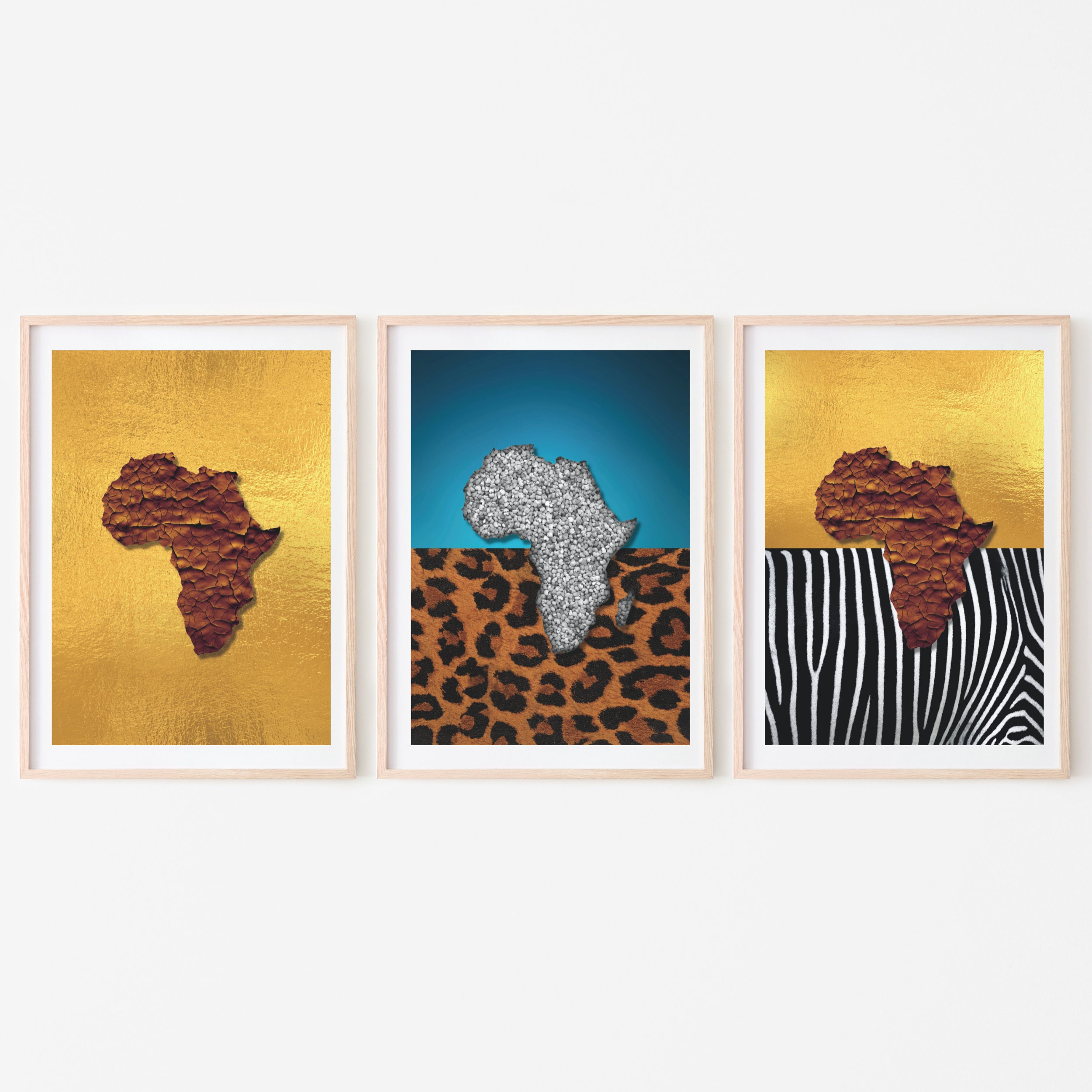 Digital Print Gold Africa Map Instant Download Continent Map African