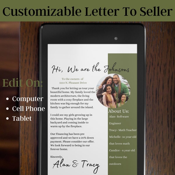 Home Offer Letter, Letter To Seller, Home Buyer Letter, Buyer Offer Letter, Editable Home Offer Letter, House Cover Letter, Offer Template