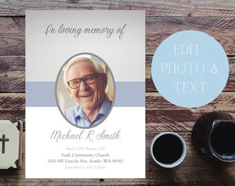 Funeral Template For Man, Obituary Template, Funeral Template, Funeral Program, Memorial Service, Celebration Of Life, In Loving Memory