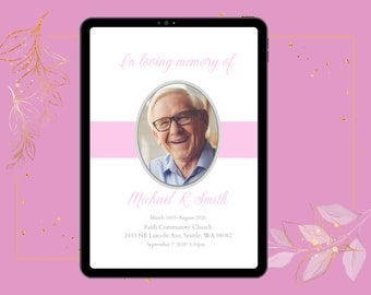Funeral Template For Man, Obituary Template, Funeral Template, Funeral Program, Memorial Service, Celebration Of Life, In Loving Memory