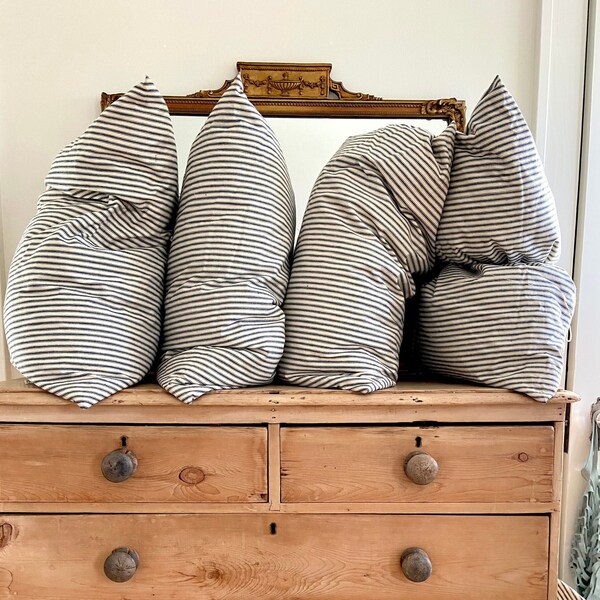 Vintage Feather-Filled Ticking Pillow