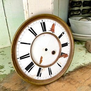 Antique Porcelein and Brass Clock Face - Etsy