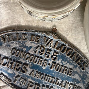 Placa agrícola azul francesa vintage