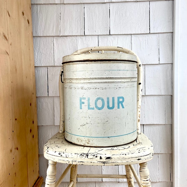 Large Vintage Flour Tin with Lid