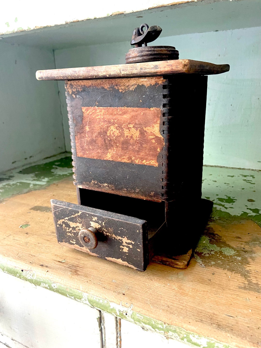 Antique Large Coffee Grinder decor Etsy