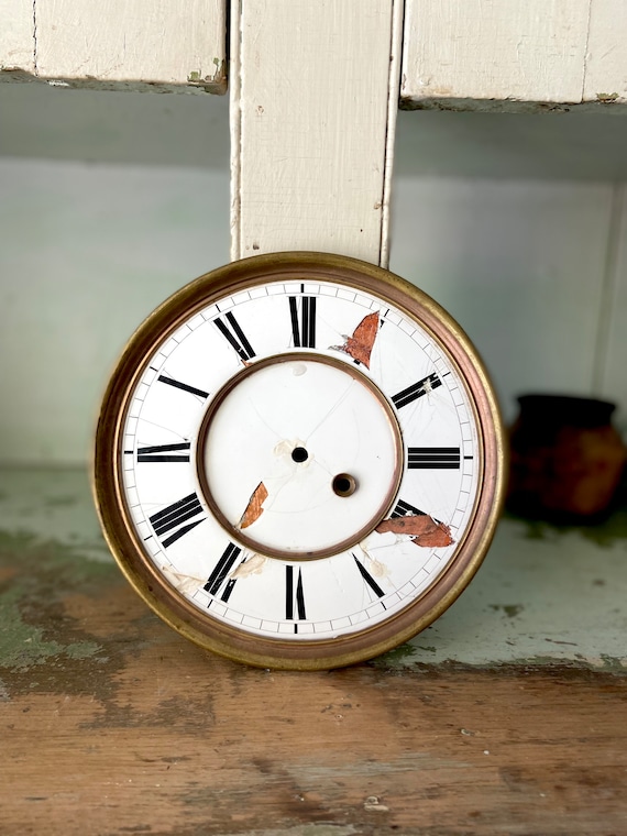 Antique Porcelein and Brass Clock Face
