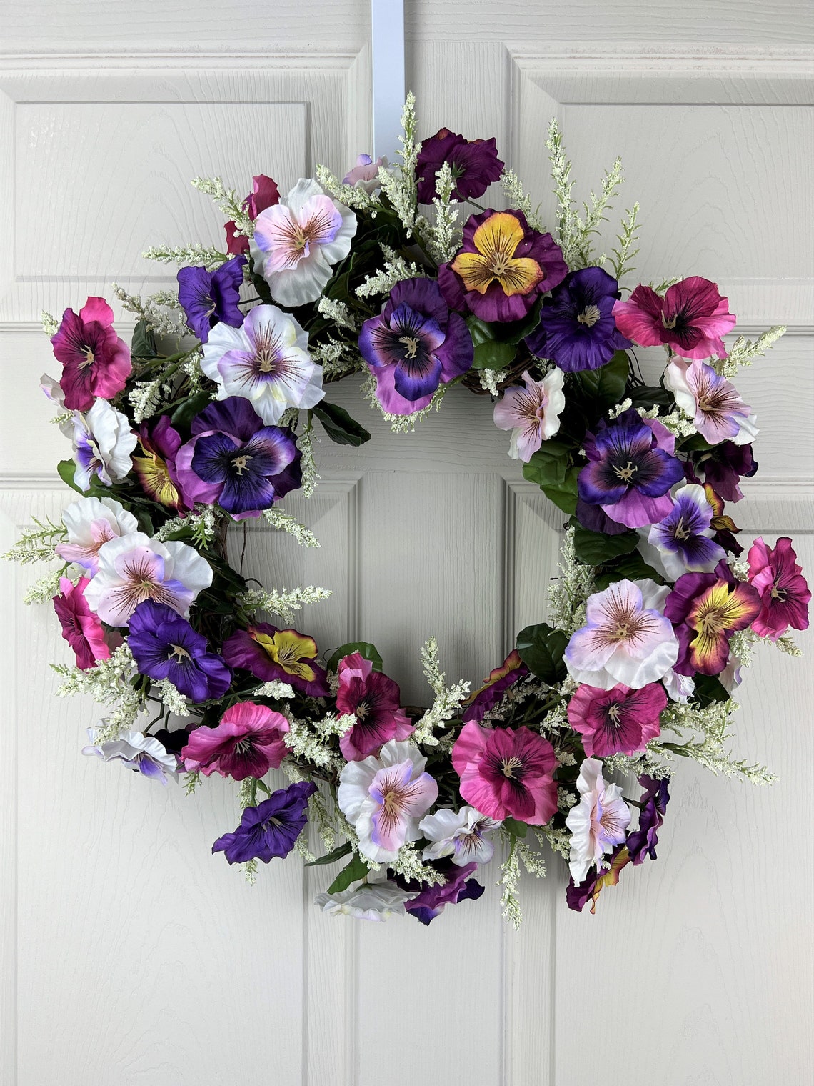 Spring Pansy Wreath for Front Door Mantle Wreath All Etsy