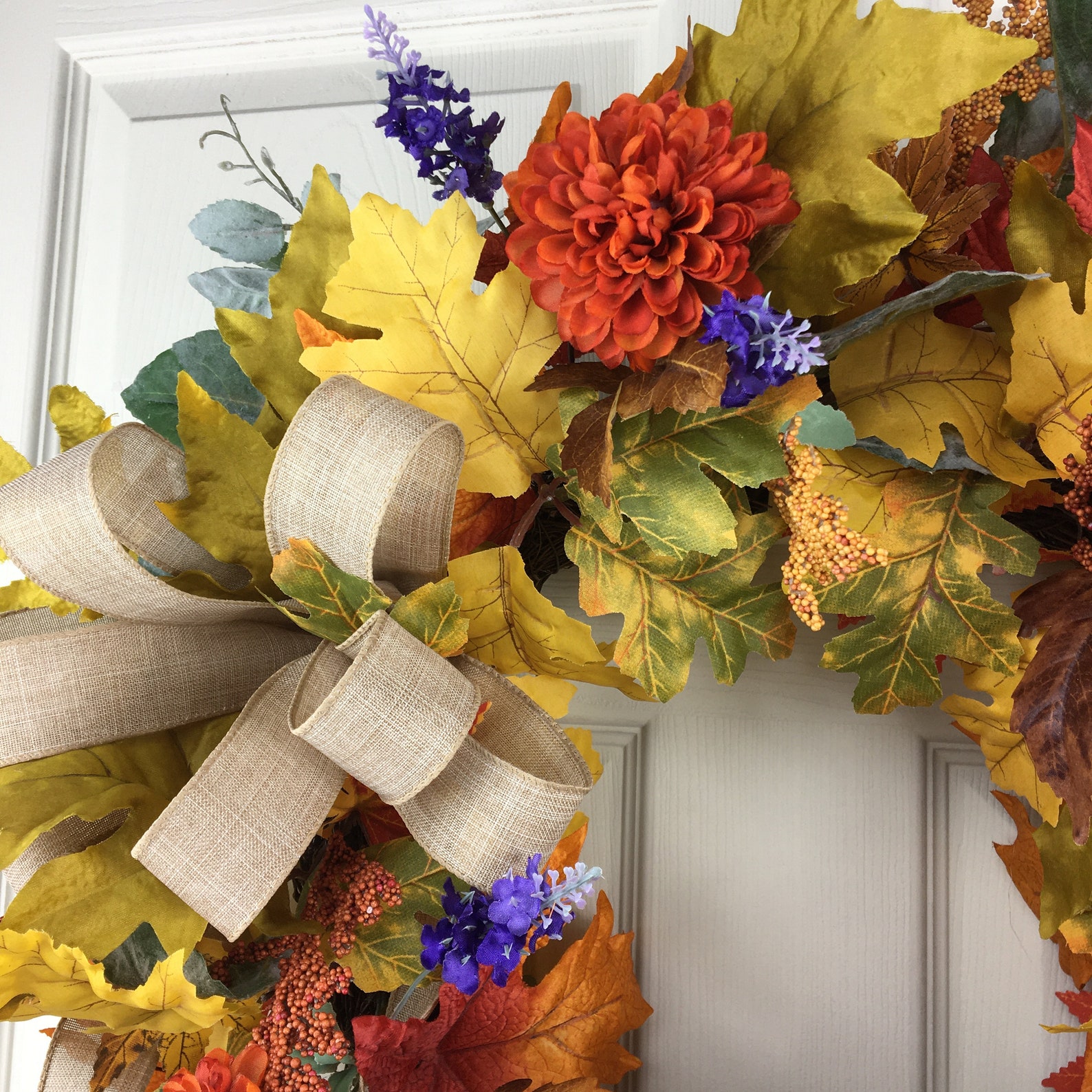 Fall Autumn Leaf Wreath for Front Door Thanksgiving Wreath Etsy