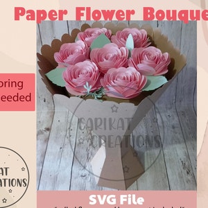 Paper Flower Bouquet With Score Lines | Ramo de flores de papel |Vase for paper flowers | Valentines Present | Available DXF file