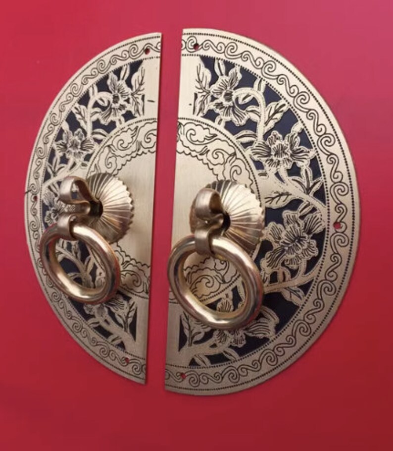Chinese Antique Hardware Handle Brass Round Vintage Pull - Etsy
