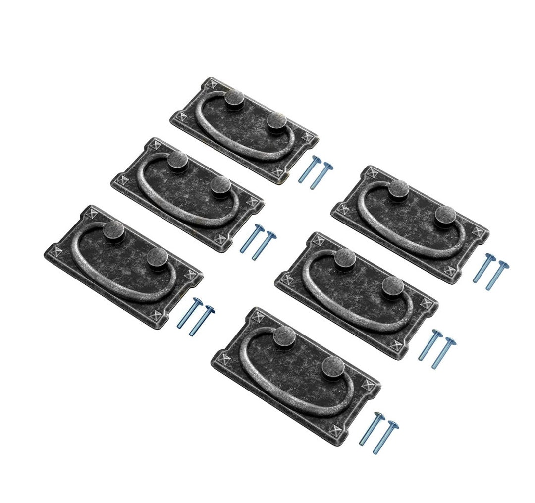 Mission Antique Style Drawer Pull Vintage Cabinet Hardware Ring Pulls 6 ...