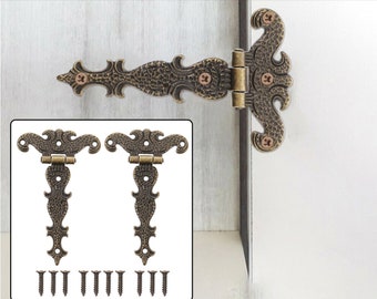 2 pcs antique decorative hinges, butt hinges, parliament hinges jewelry box hinges