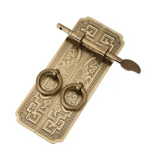 Vintage Chinese hasp, lock catch antique brass, retro asian latch, door safe latch lock image 3