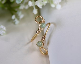 Green Aventurine Fairy Swirled Wire Ring, Tarnish-Resistant Wire, Crystal Ring, Swirled Wire Ring, Swirl Ring, Wire Ring, Gemstone Ring