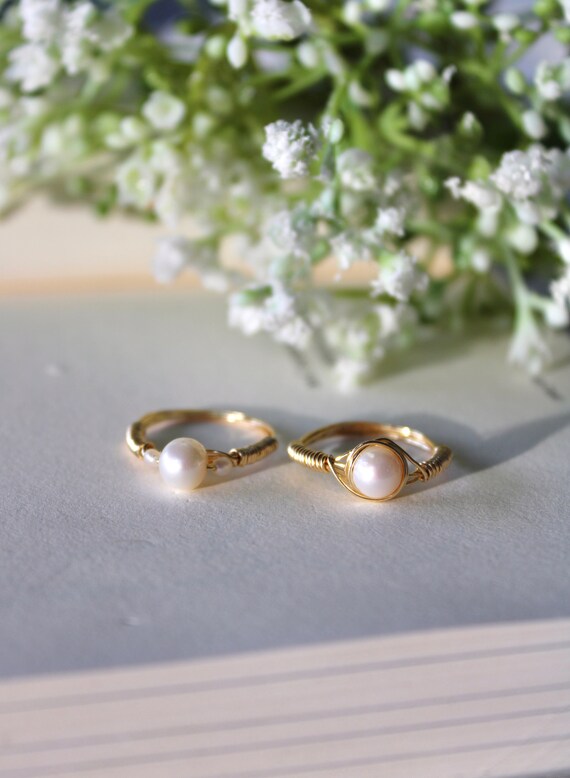 14K Yellow Gold FW Cultured Pearl Real Diamond FW Cultured Pearl ring –  Goldia.com